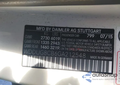 2016 Mercedes-Benz S 550 from USA, damaged, VIN WDDUG8CB6GA212548